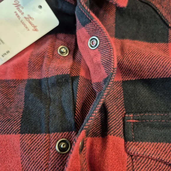 Lucky Brand Red and Black Plaid Snap Button Shirt 3118/431 - Picture 6 of 13